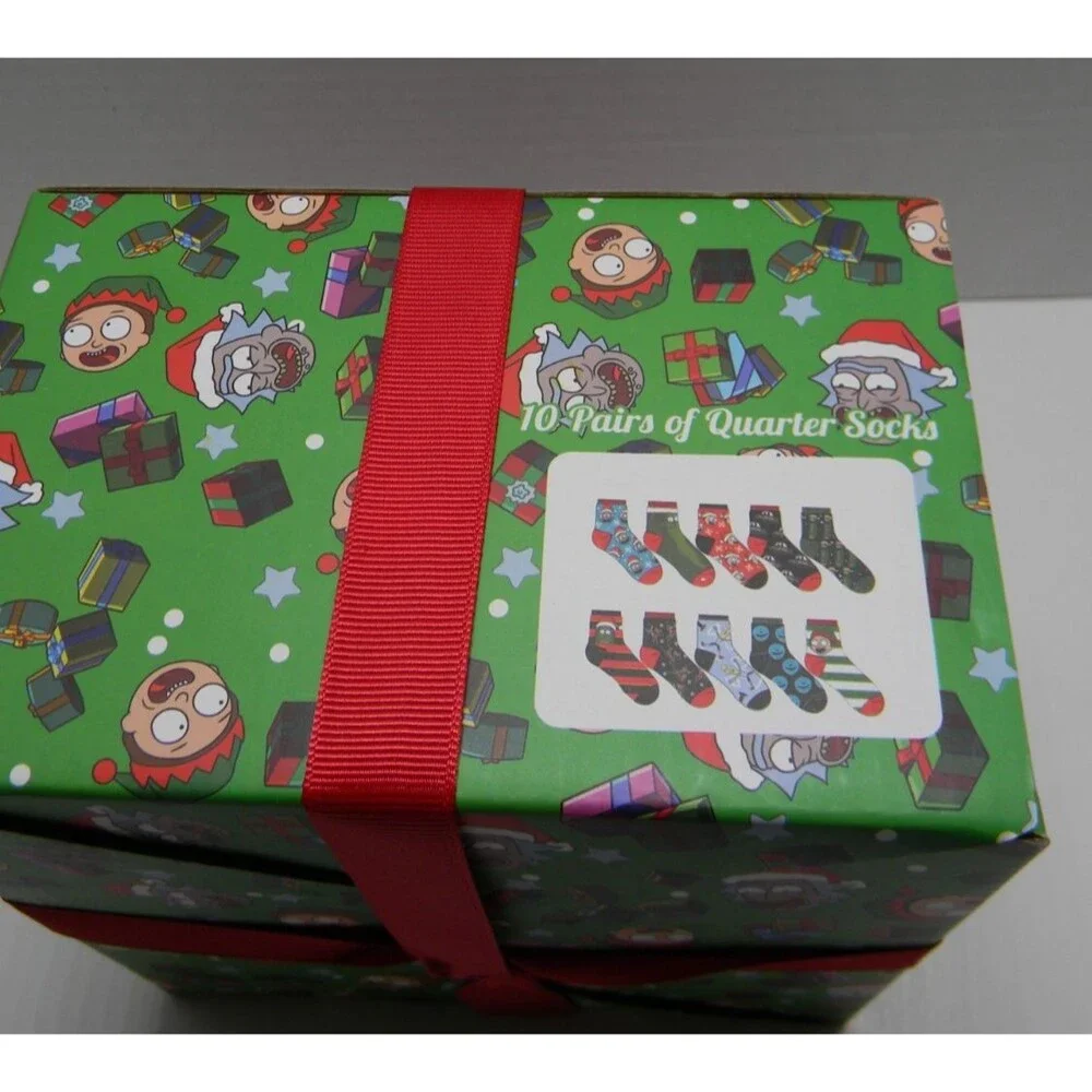 Rick and Morty 10 pairs of Quarter Socks Christmas Gift Box NIB